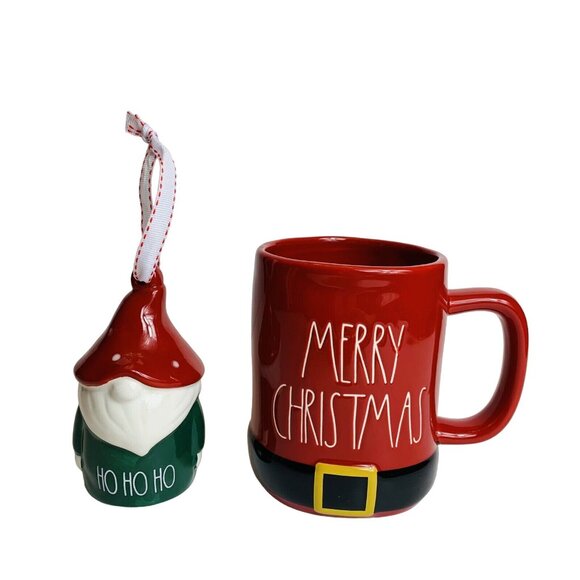 Rae Dunn Merry Christmas Gift Set Mug And Gnome HOHOHO Ornament Kitchen Decor - Picture 15 of 15